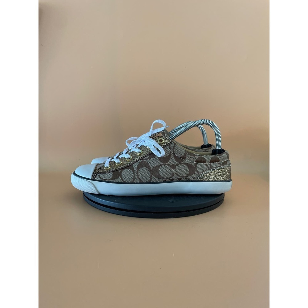 Womens Coach Gema Barrett Canvas Monogram Sneakers Size 7.5 Brown White​​​​